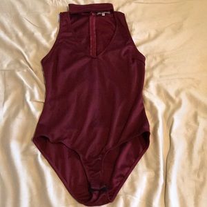 Deep v neck halter body suit